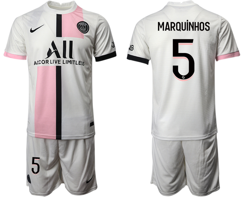 Men 2021-2022 Club Paris St German away white #5 Soccer Jersey